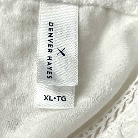 NWOT-DENVER HAYES White Eyelet Lace Tank Top XL Cotton Sleeveless Summer Boho - Picture 9 of 10